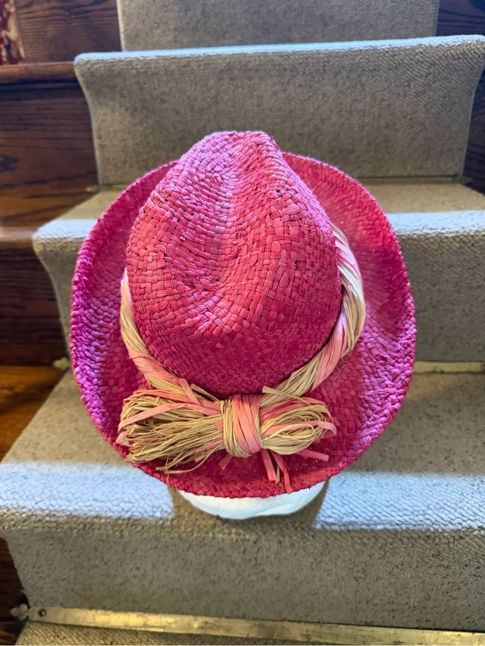 Betmar Women's Pink Straw Cowboy Style Sun Hat
